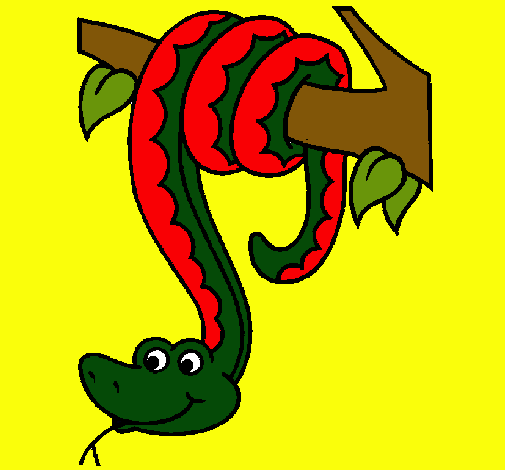 Dibujo Serpiente colgada de un árbol pintado por YoooRocio