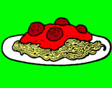 Dibujo Espaguetis con carne pintado por Laura2
