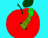 Dibujo Manzana con gusano pintado por 123245