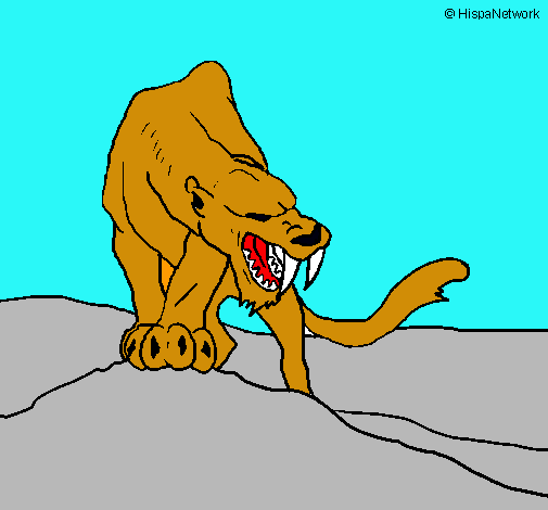 Dibujo Tigre con afilados colmillos pintado por dieguiog