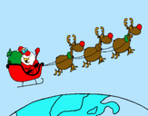 Dibujo Papa Noel repartiendo regalos 3 pintado por amalia