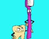 Dibujo Muela y cepillo de dientes pintado por GARABATO