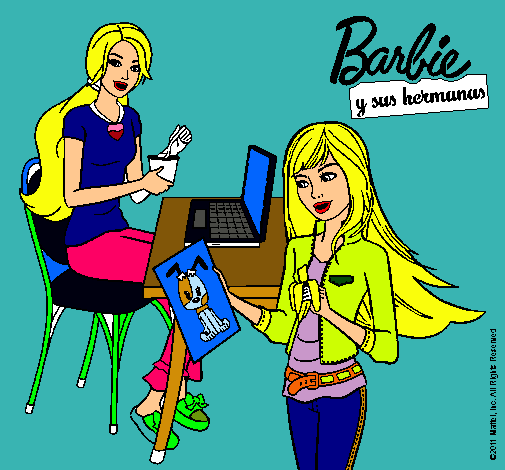 Barbie y su hermana merendando