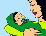 Dibujo Madre con su bebe II pintado por llloiuyh