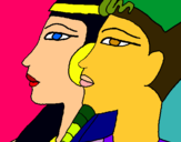 Dibujo Ramsés y Nefertiti pintado por La_chica_Gla