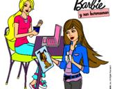 Dibujo Barbie y su hermana merendando pintado por diny22