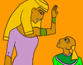 Dibujo Madre e hijo egipcios pintado por yedra
