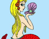Dibujo Sirena y perla pintado por yemaya