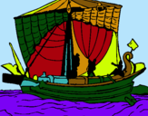 Dibujo Barco romano pintado por varco