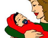 Dibujo Madre con su bebe II pintado por Alessio