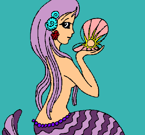 Dibujo Sirena y perla pintado por rihanna