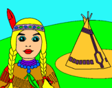 Dibujo India y tepee pintado por kmgt12345