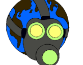 Dibujo Tierra con máscara de gas pintado por EDGA_Pand