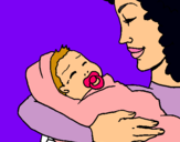 Dibujo Madre con su bebe II pintado por La_chica_Gla