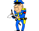 Dibujo Policía haciendo multas pintado por gofy