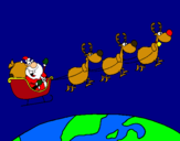 Dibujo Papa Noel repartiendo regalos 3 pintado por cangrejitos