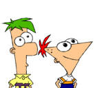 Dibujo Phineas y Ferb pintado por soliin