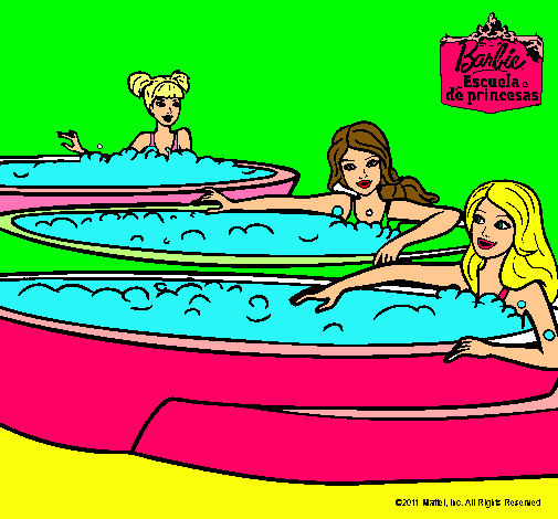 Barbie y sus amigas en el jacuzzi