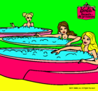 Dibujo Barbie y sus amigas en el jacuzzi pintado por uder