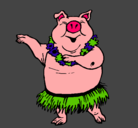 Dibujo Cerdo hawaiano pintado por yuot