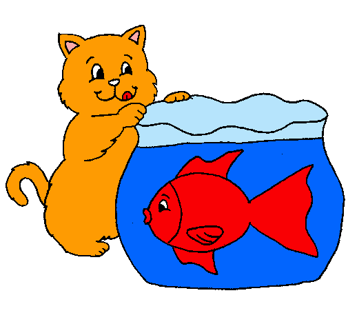 Dibujo Gato y pez pintado por Milly880