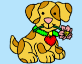Dibujo Cachorro con una flor en la boca pintado por _aniita_