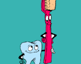 Dibujo Muela y cepillo de dientes pintado por lrdpi