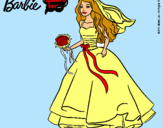 Dibujo Barbie vestida de novia pintado por chikiya