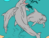 Dibujo Delfines jugando pintado por esparza