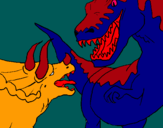 Dibujo Lucha de dinosaurios pintado por peleas