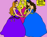 Dibujo Barbie y sus amigas princesas pintado por gloriavalent