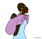 Dibujo Africana con pañuelo portabebé pintado por lauraoa