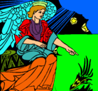 Dibujo Ángel del pesebre pintado por santiguti