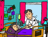 Dibujo Niño hospitalizado pintado por enfermero