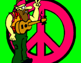 Dibujo Músico hippy pintado por anad