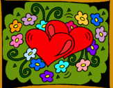 Dibujo Corazones y flores pintado por monst