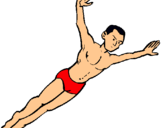 Dibujo Salto pintado por nadador