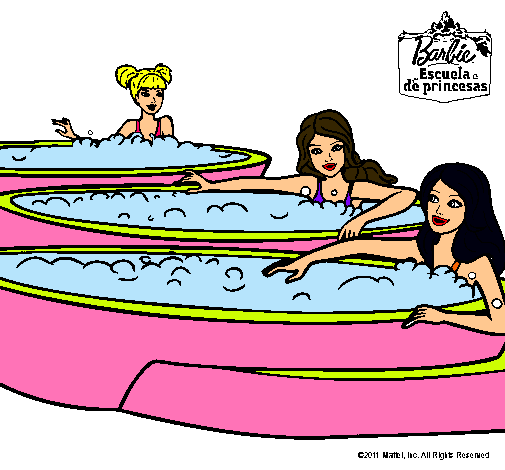 Barbie y sus amigas en el jacuzzi