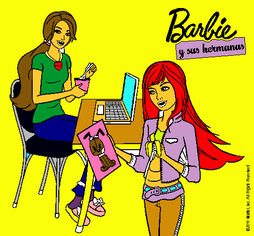 Barbie y su hermana merendando