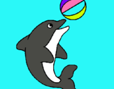 Dibujo Delfín jugando con una pelota pintado por delfincito