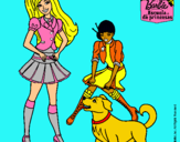 Dibujo Barbie con su perrito y una amiga pintado por boyboy