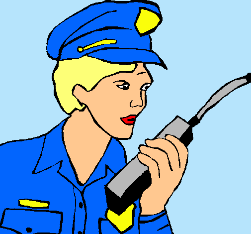 Dibujo Policía con el walkie pintado por Familia4