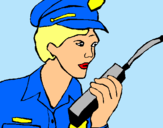 Dibujo Policía con el walkie pintado por Familia4