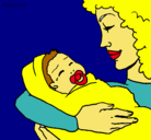 Dibujo Madre con su bebe II pintado por llorsai