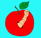 Dibujo Manzana con gusano pintado por noemy13