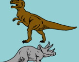 Dibujo Triceratops y tiranosaurios rex pintado por ZELAI