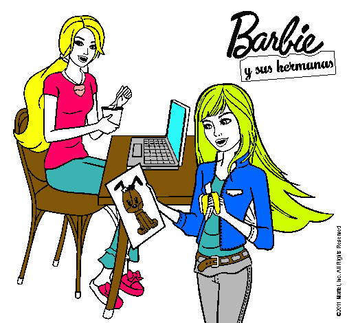 Barbie y su hermana merendando