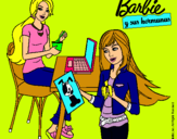 Dibujo Barbie y su hermana merendando pintado por CUCI