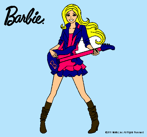 Dibujo Barbie guitarrista pintado por dafnesita