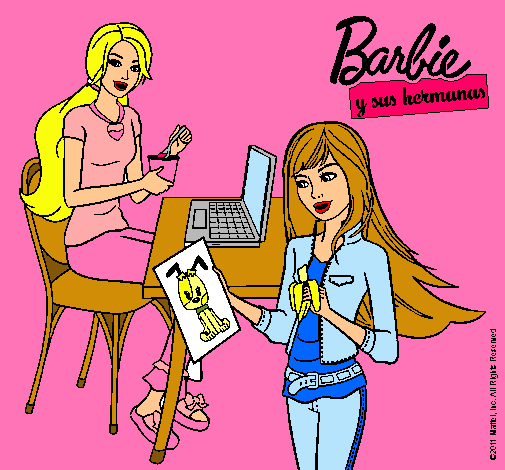 Barbie y su hermana merendando